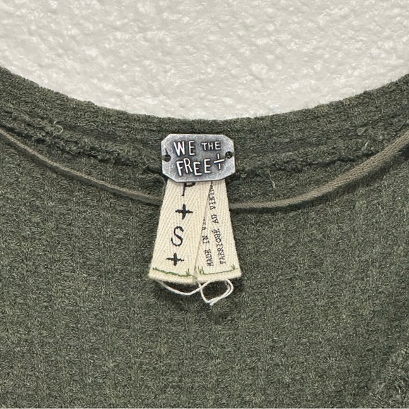 Free People Laguna Thermal Long Sleeve Top Women's Small Army Green Boho Flowy - Picture 4 of 10